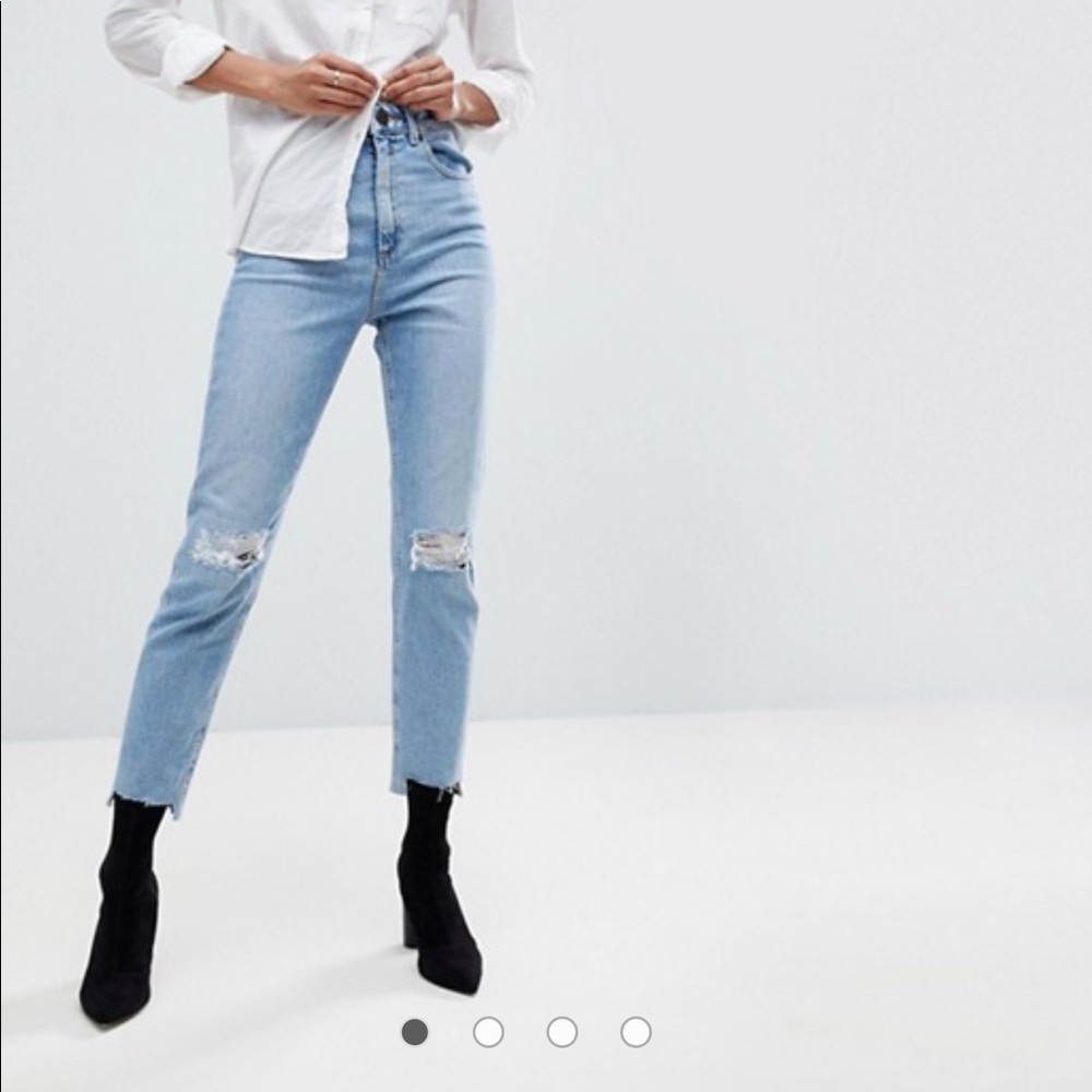 ASOS Farleigh High Waisted Distressed Blue Jeans